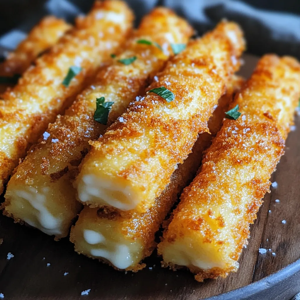 A wooden tray with cheese sticks.