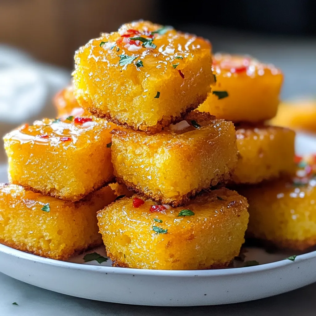 A stack of small cakes with a sprinkle of red pepper on top.