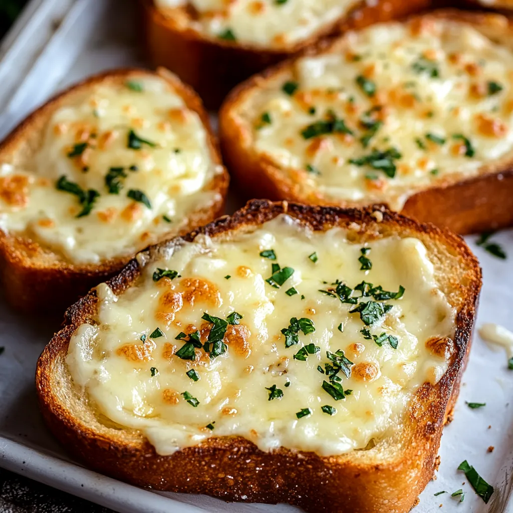 Toasted bread with cheese and herbs.