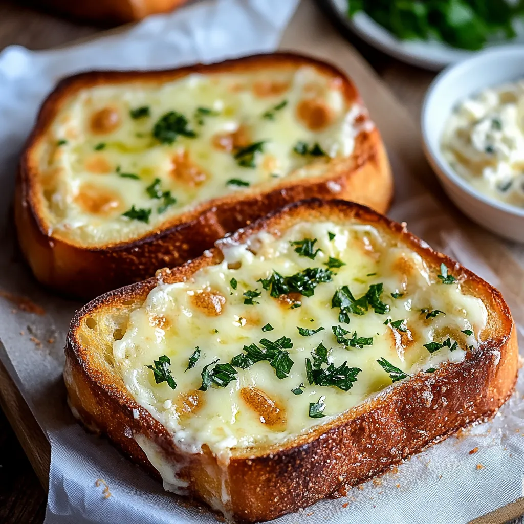 Two pieces of bread with cheese on top.