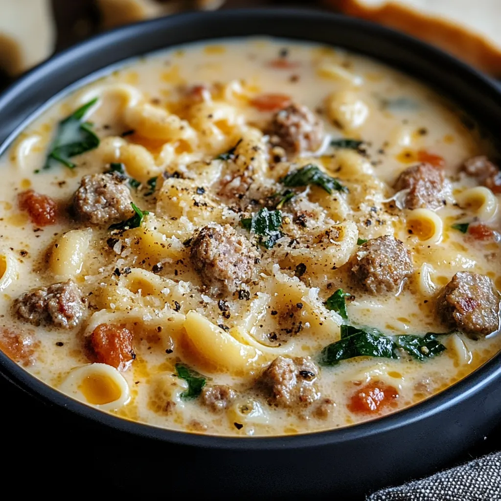 A bowl of pasta with meat and vegetables.