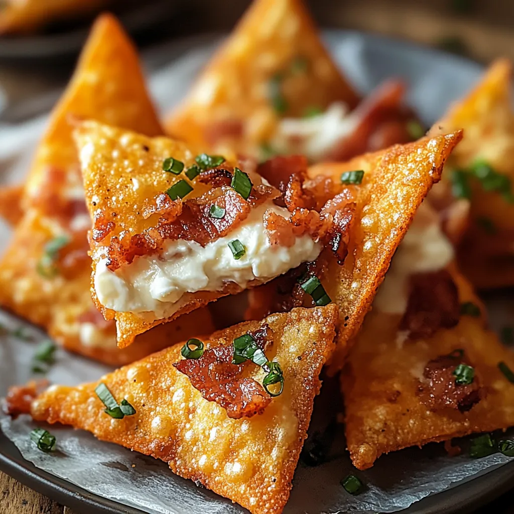 Bacon and cheese on a triangle shaped food.
