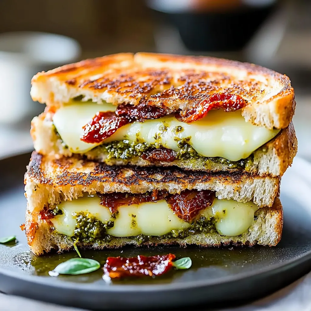 A sandwich with cheese and bacon on a plate.
