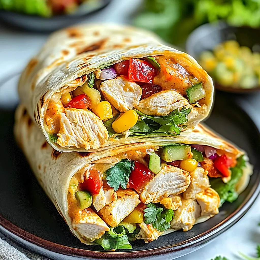 A chicken burrito with a variety of vegetables.