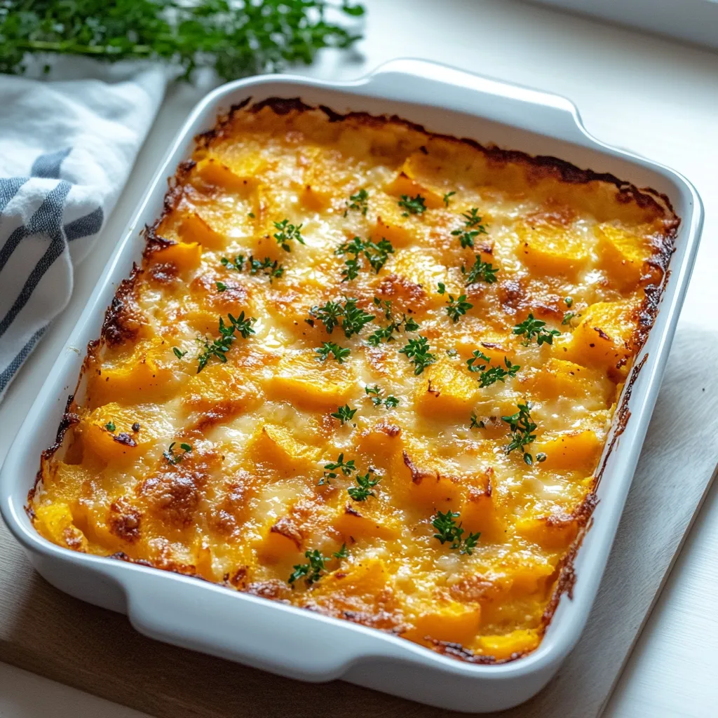 A white dish with a casserole in it.
