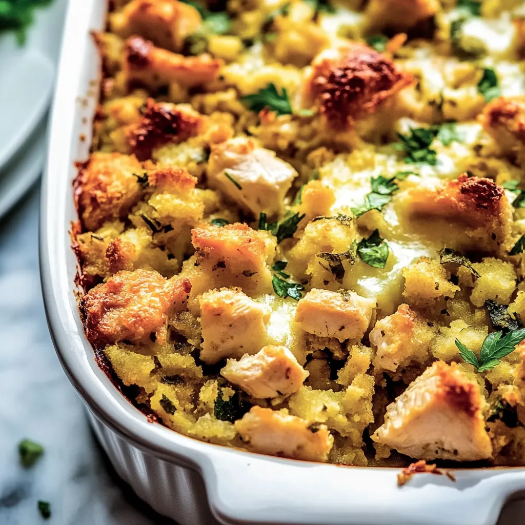 A white bowl filled with a delicious looking casserole.