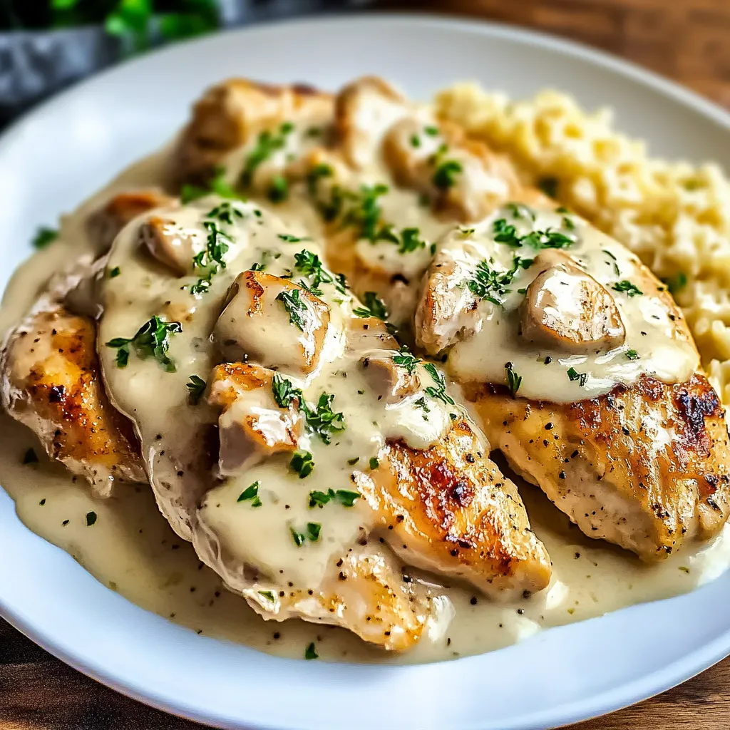 A plate of chicken covered in sauce.