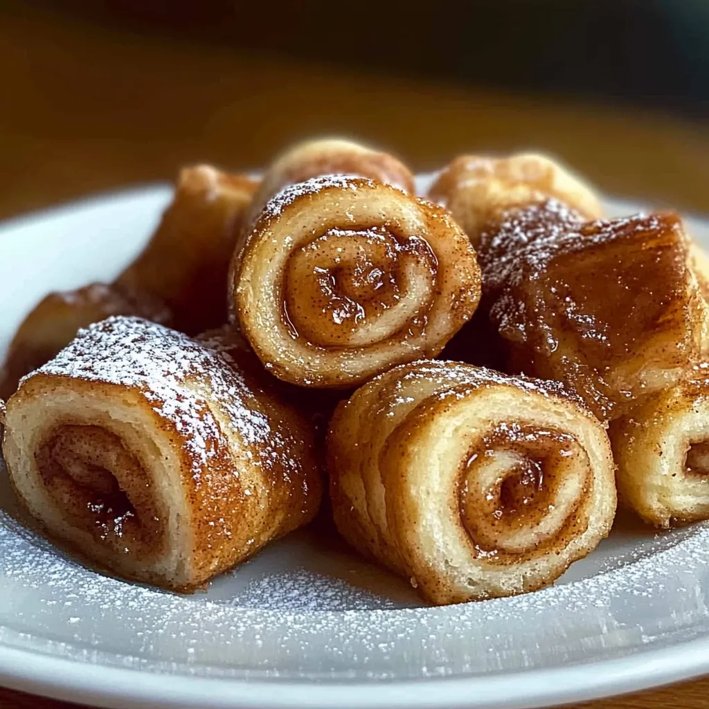 A plate of pastries with powdered sugar.
