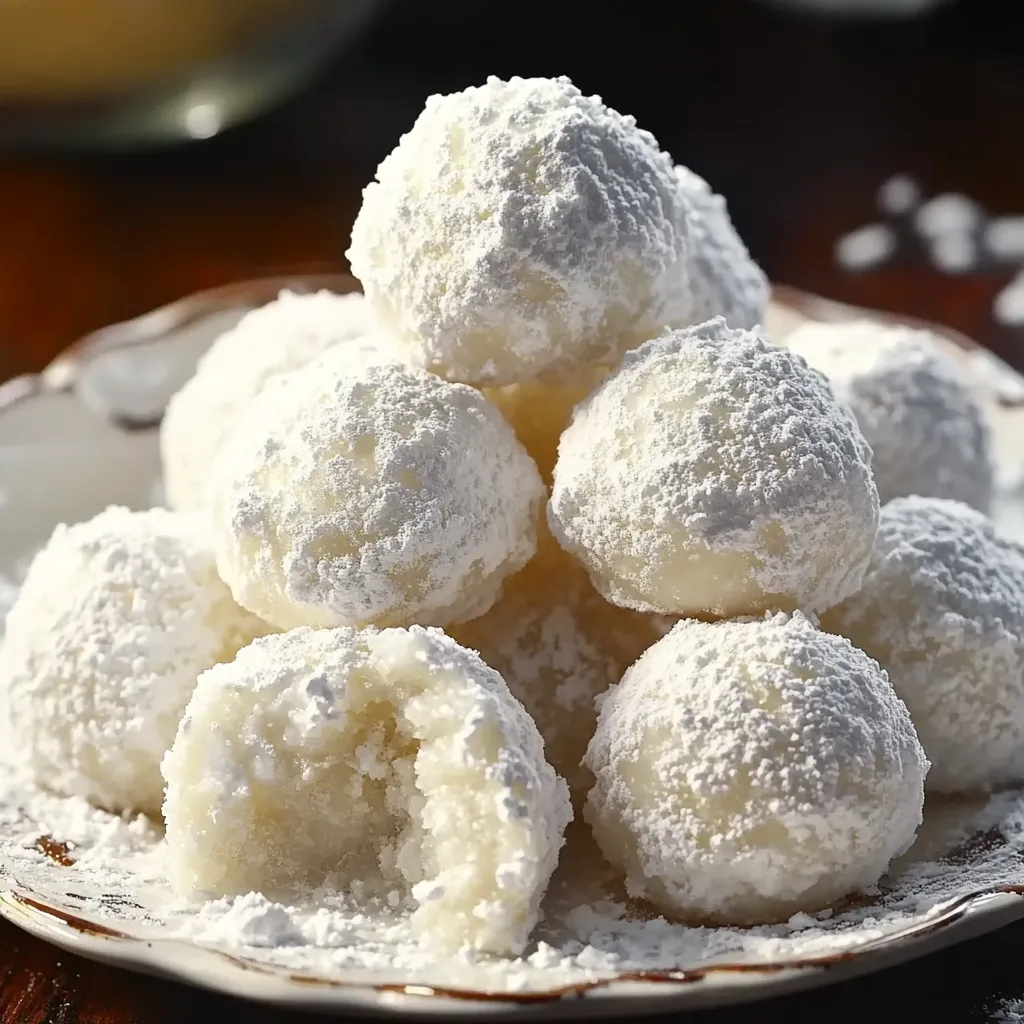 A plate of white powdered sugar donuts.