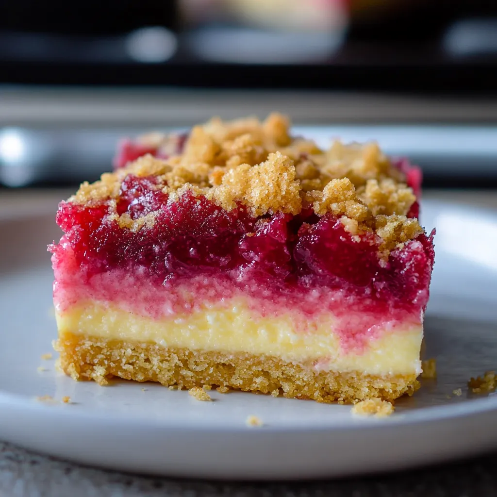 A slice of cake with berries on top.