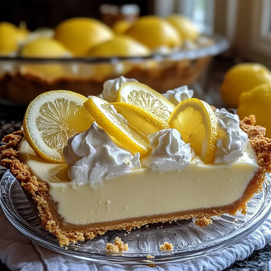 A slice of lemon pie with whipped cream on top.