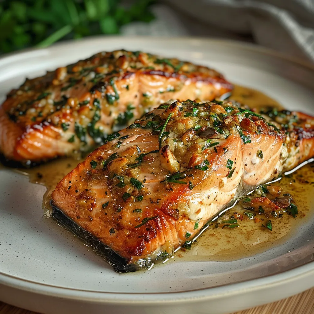 Two pieces of fish on a plate.