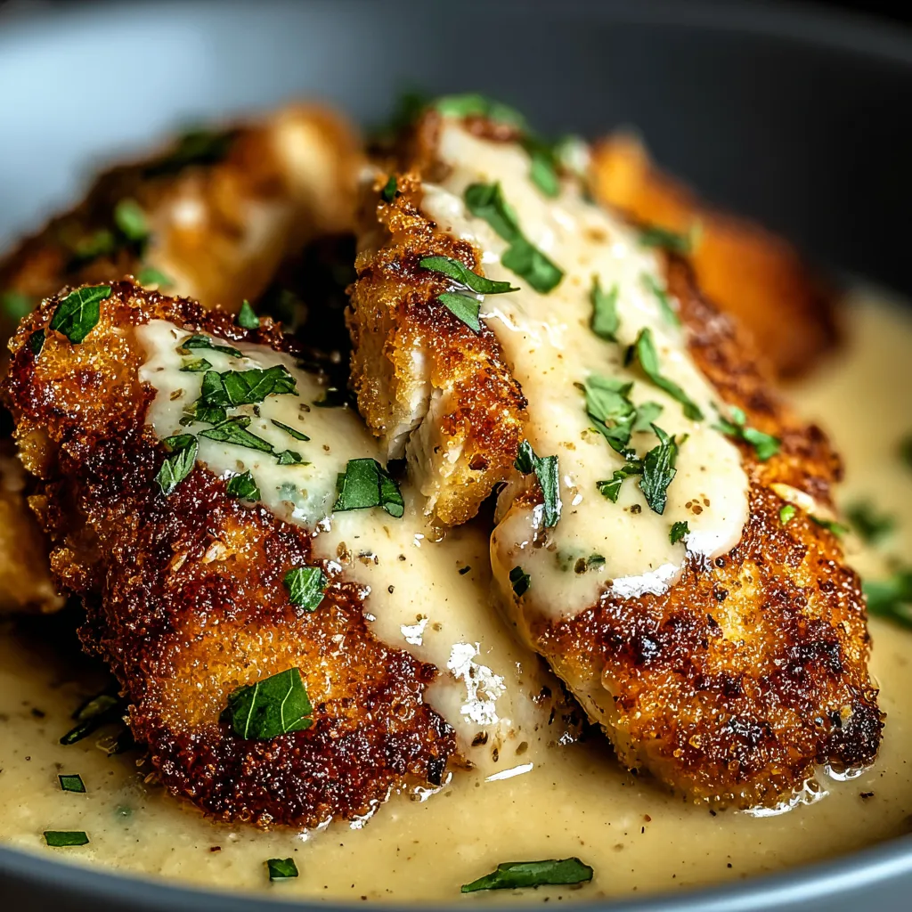 A bowl of chicken with sauce.