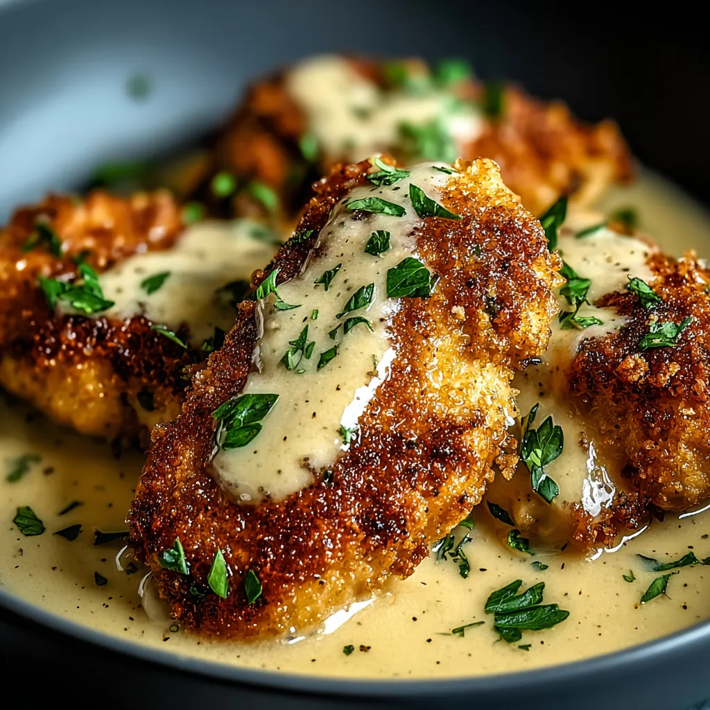 A plate of chicken with sauce.