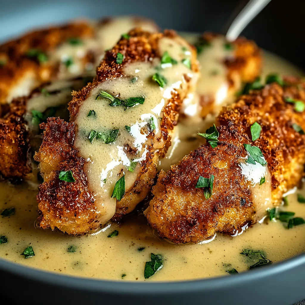 A bowl of food with chicken and sauce.
