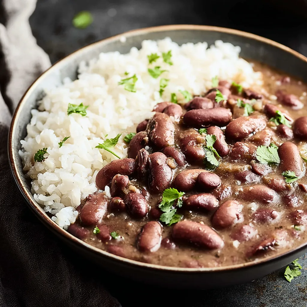 A bowl of beans and rice.