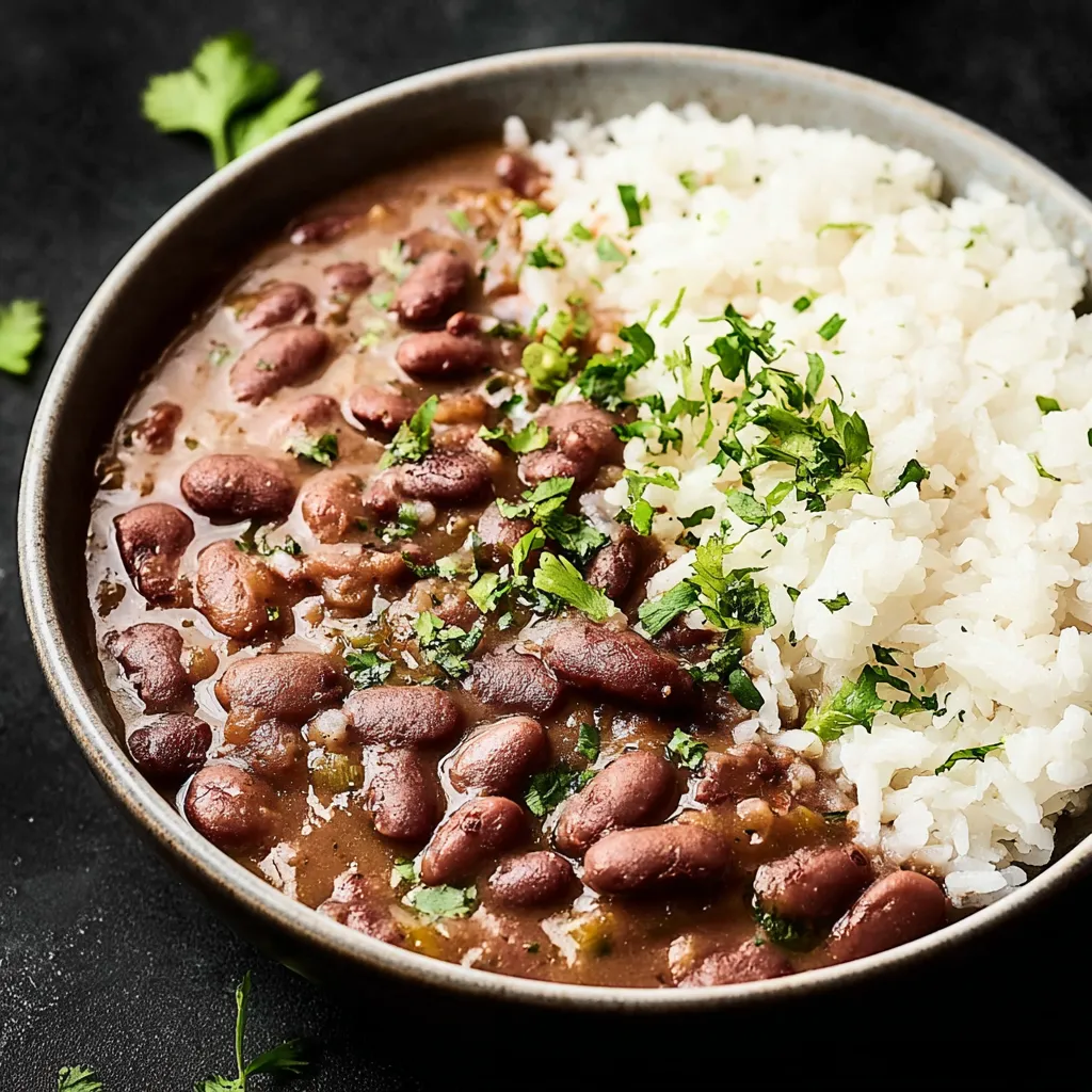 A bowl of beans and rice.