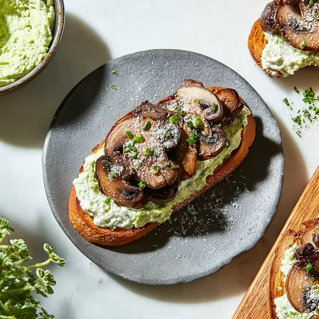 A mushroom sandwich on a plate.
