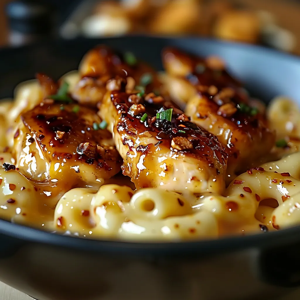 A plate of food with chicken and pasta.