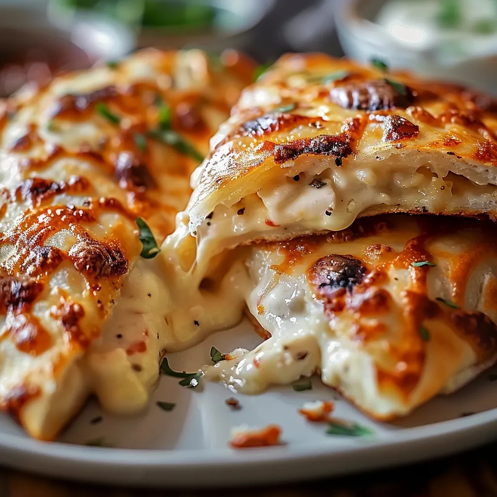 A plate of food with a cheese and chicken quesadilla.