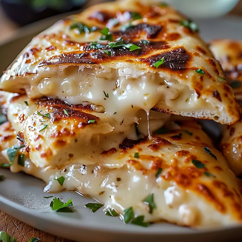 A plate of food with cheese and herbs.