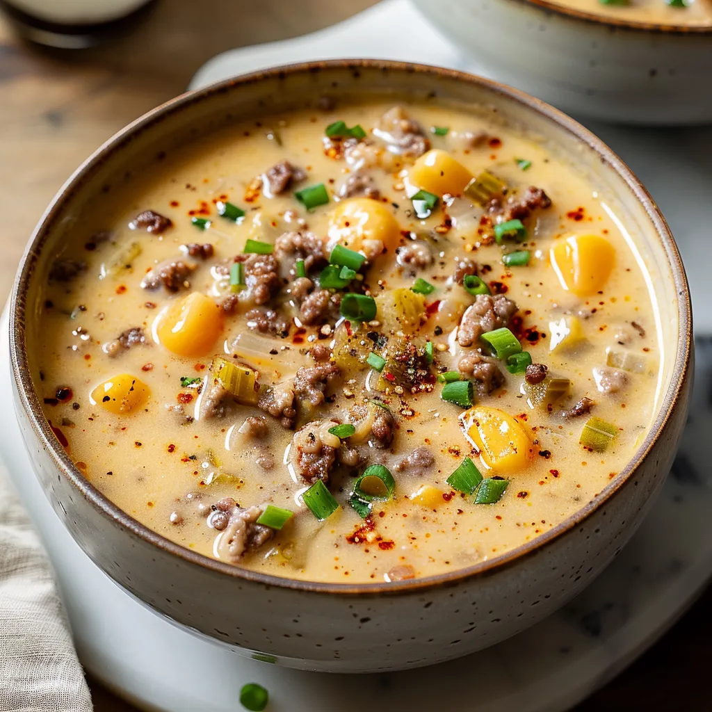 A bowl of soup with meat and vegetables.