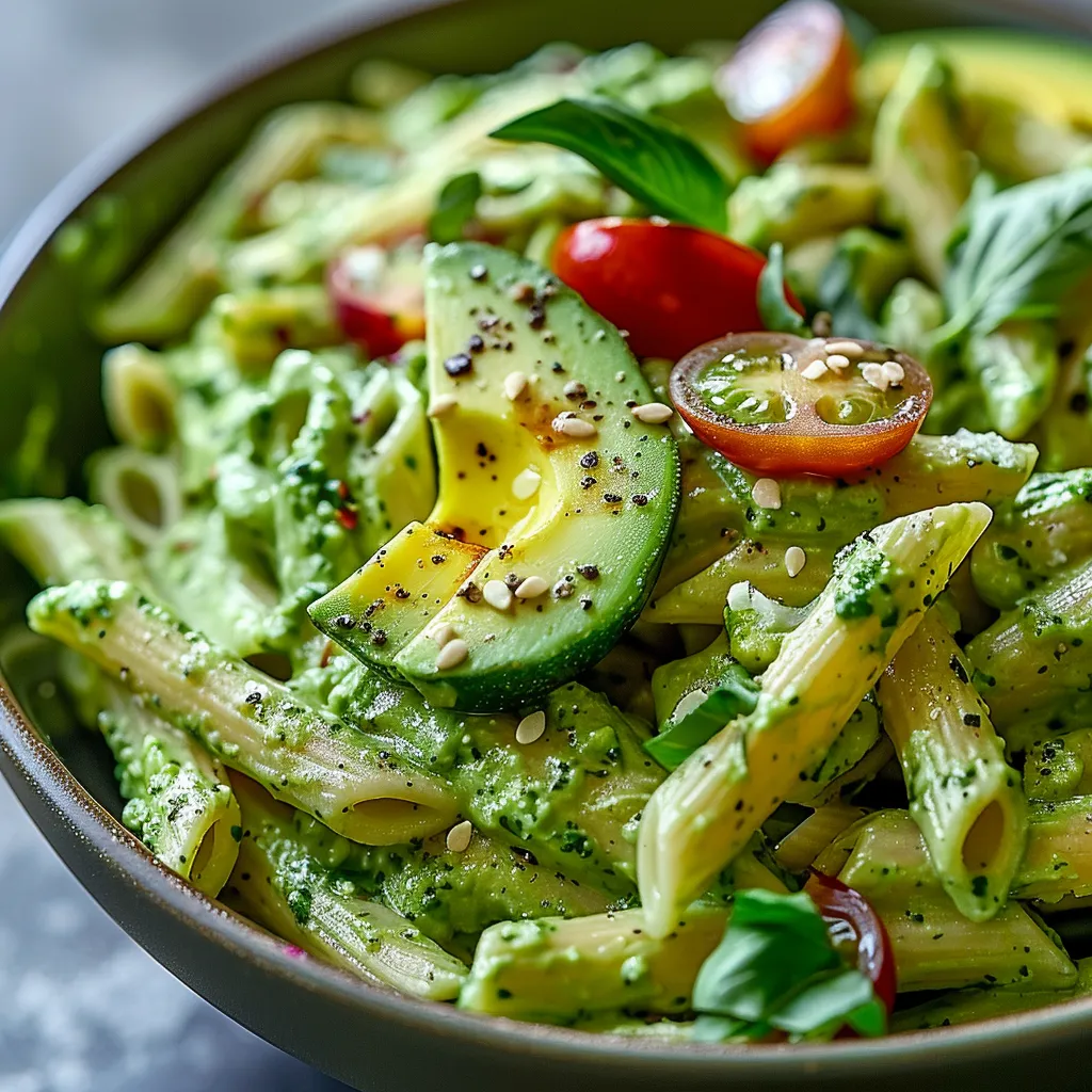 A bowl of pasta with vegetables.