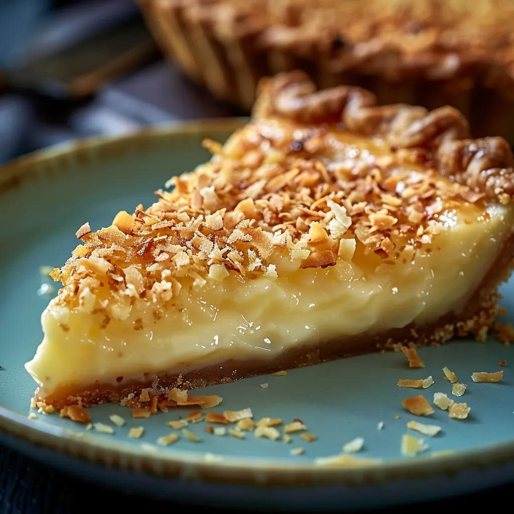 A slice of pie on a plate.