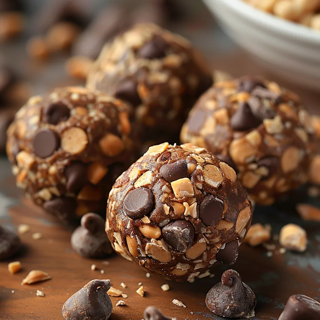 Chocolate covered peanut balls on a table.