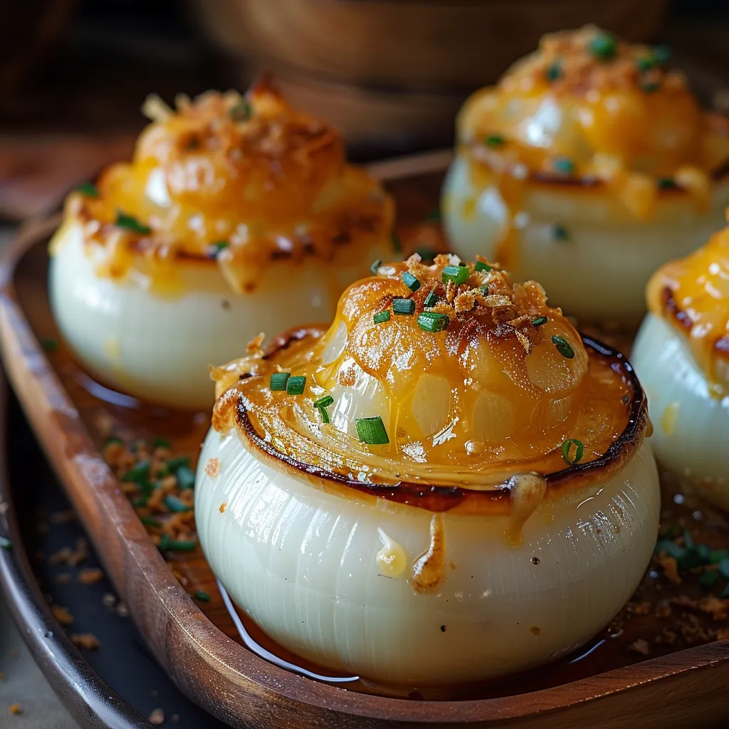 A plate of food with onions and cheese.