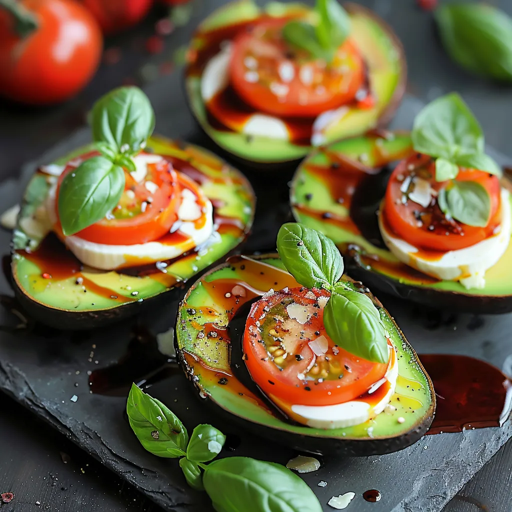 A plate of food with tomatoes and avocado.
