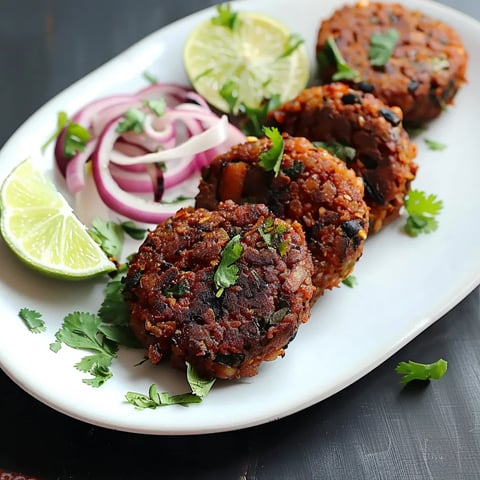 Golden, crispy vegetarian shami kababs made with black chickpeas and spices.