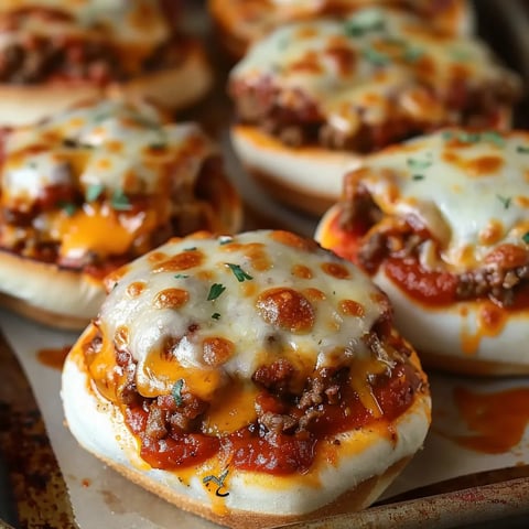 Classic pizza burgers with cheesy beef on a toasted bun.