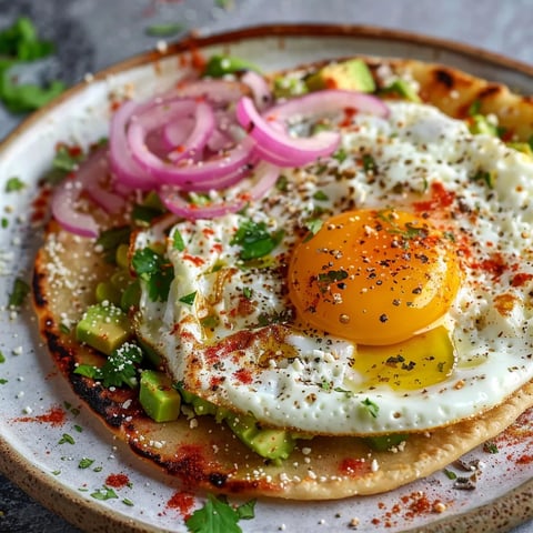 Crispy fried eggs with golden edges and bubbling feta cheese.