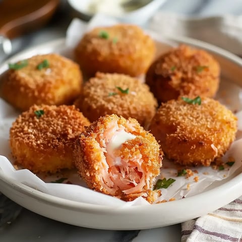 Golden-brown salmon croquettes with a crispy crust and soft, tasty interior.