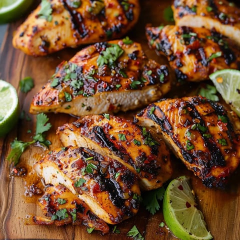 Chicken with citrus and spice toppings.