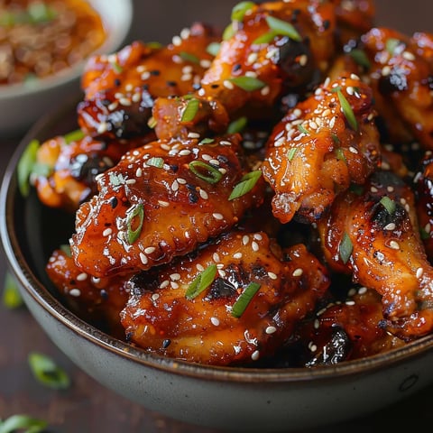 A bowl of golden wings in sticky sauce.